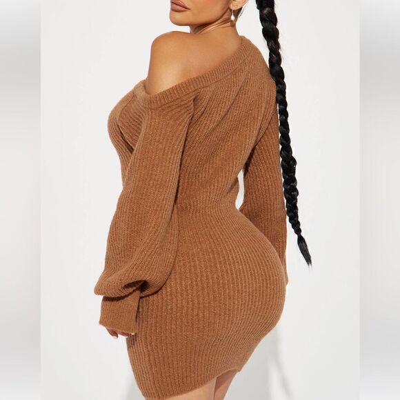 Sophie Sweater Mini Dress - Mocha - Picture 2 of 3